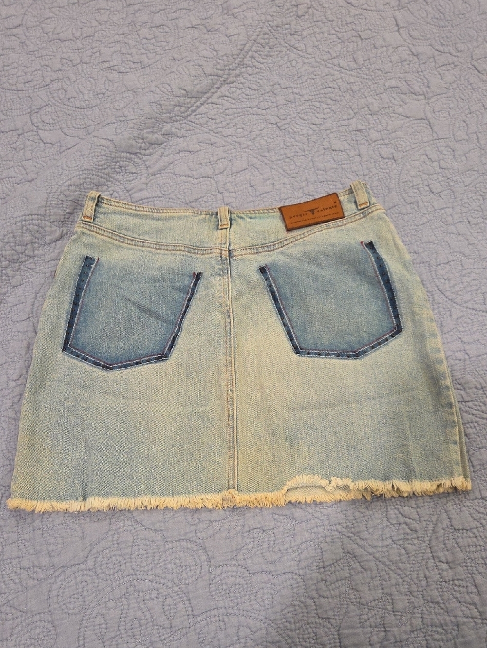 Sergio Valente Light Blue Denim Mini Skirt with Raw Hem Size M!